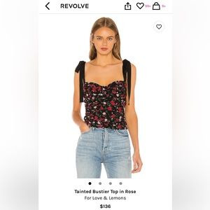 For Love And Lemons Black and Red Floral Tank Top